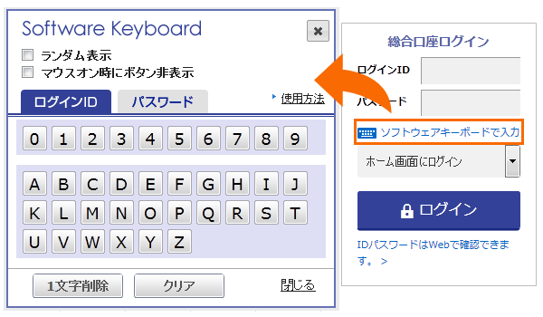 ソフトウェアキーボードの表示方法