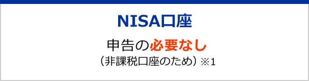NISA口座 つみたてNISA口座の場合 → 申告の必要なし（非課税口座のため）※1