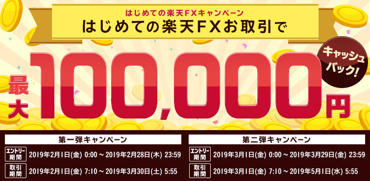 はじめてのFX取引で最大100,000円キャッシュバックキャンペーン